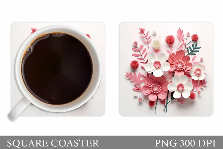 Flowers Coaster Design. 3D Flowers Coaster Sublimation