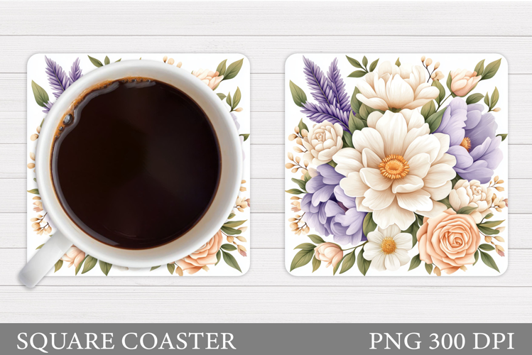 Floral Coaster Design. Flowers Coaster Sublimation