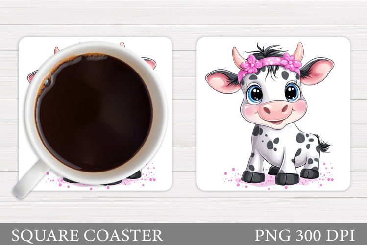Cute Cow Coaster Design. Cute Cow Sublimation