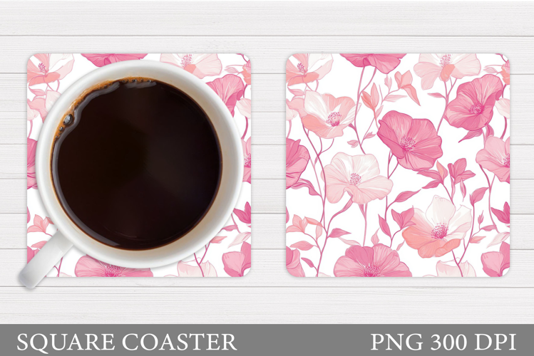 Flowers Coaster Sublimation. Floral Coaster Design