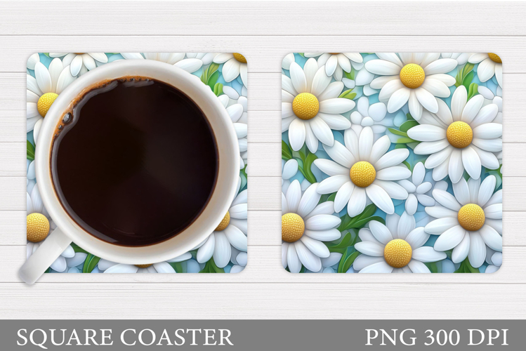Daisy Coaster Design. Floral Coaster Sublimation