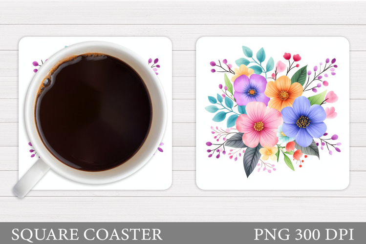 Floral Coaster Design. Flowers Coaster Sublimation