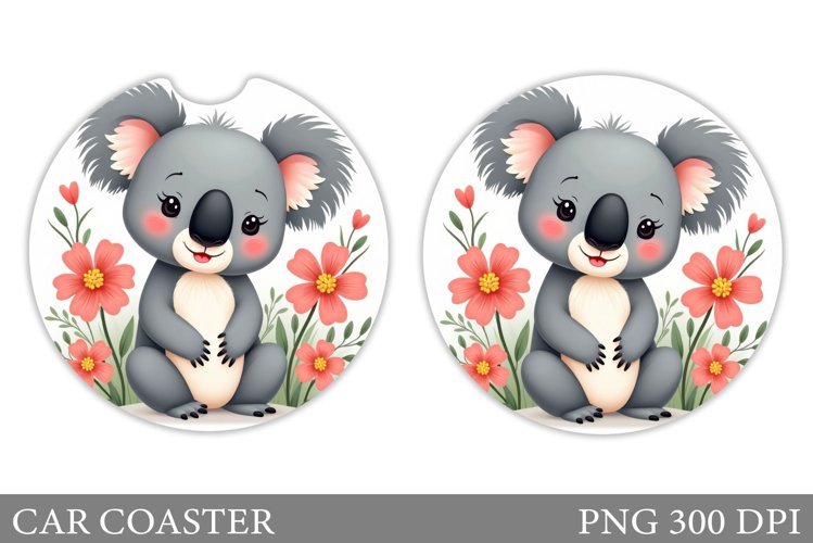 Cute Koala Car Coaster. Koala Flowers Car Coaster example image 1