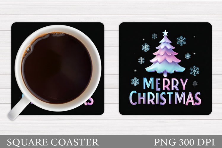 Christmas Tree Coaster Sublimation. Christmas Coaster Design