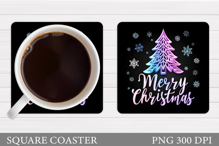 Christmas Tree Coaster Design. Christmas Coaster Sublimation example image 1