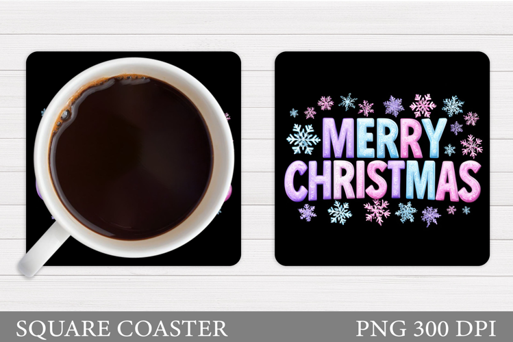 Christmas Coaster Sublimation. Merry Christmas Coaster