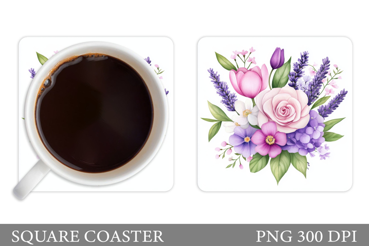 Floral Coaster Design. Flowers Coaster Sublimation