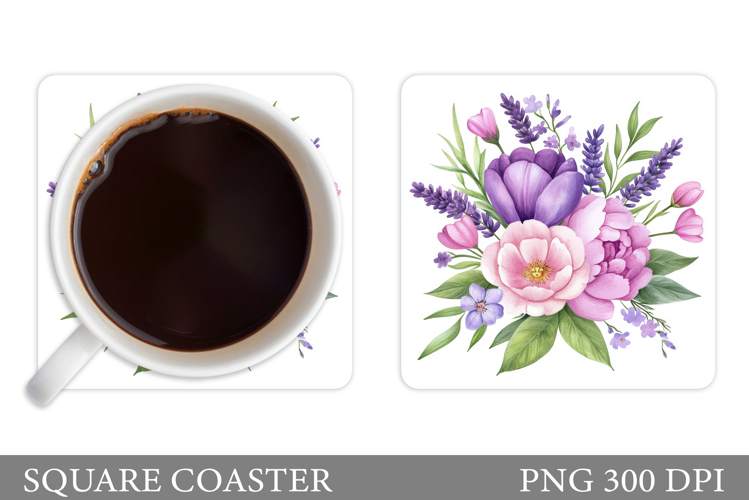 Floral Coaster Design. Flowers Coaster Sublimation