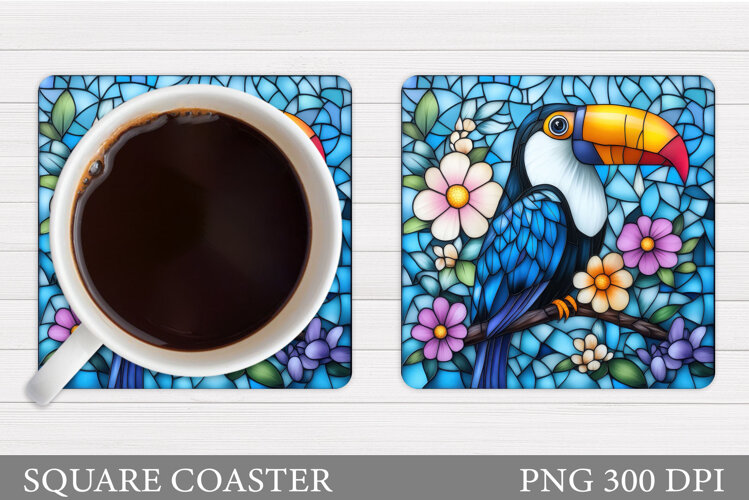 Toucan Coaster Design. Toucan Flowers Coaster Sublimation example image 1
