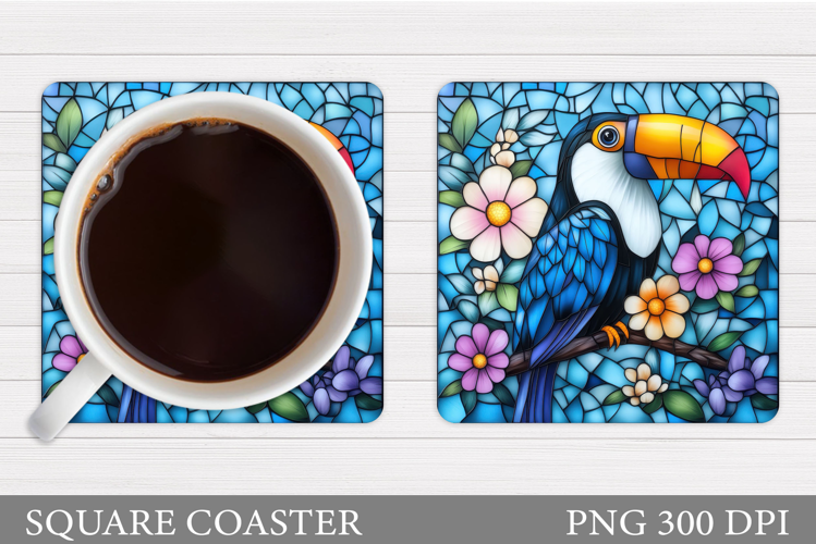 Toucan Coaster Design. Toucan Flowers Coaster Sublimation