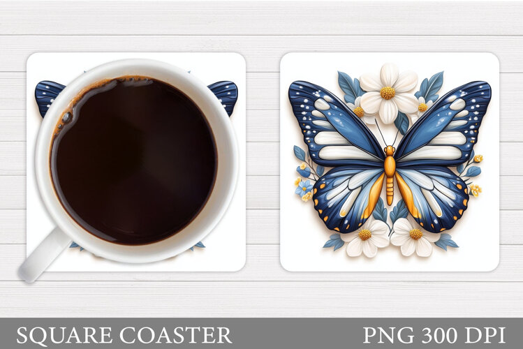 Butterfly Coaster Design. Butterfly Sublimation example image 1