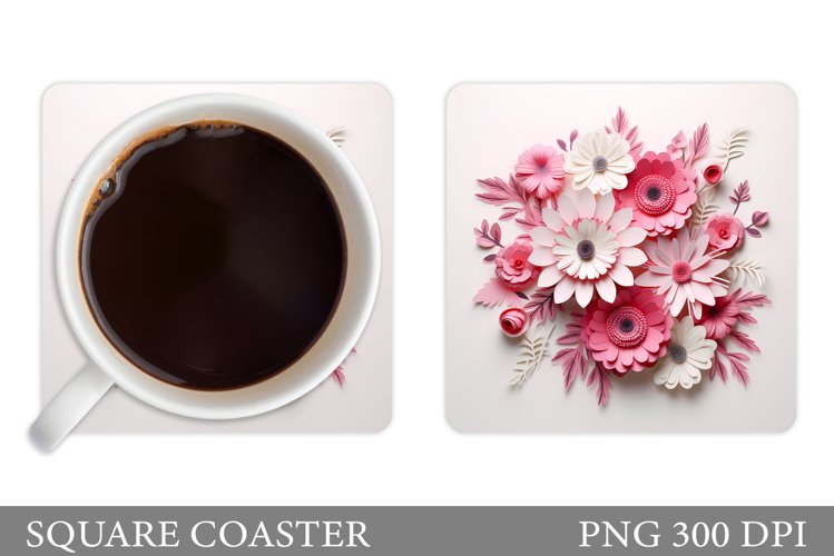 Flowers Coaster Design. 3D Flowers Coaster Sublimation example image 1