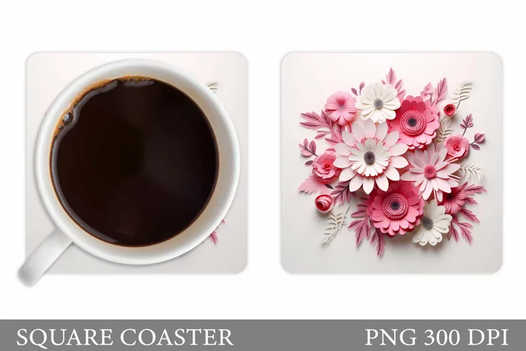 Flowers Coaster Design. 3D Flowers Coaster Sublimation