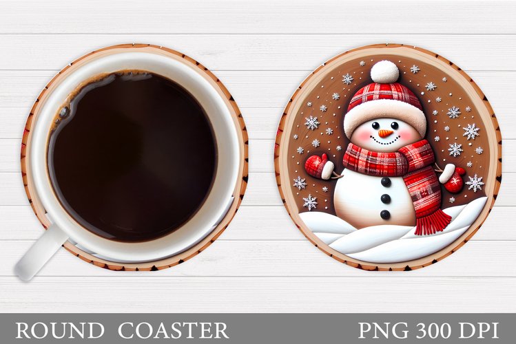 Cute Snowman Coaster Design. Christmas Coaster Sublimation