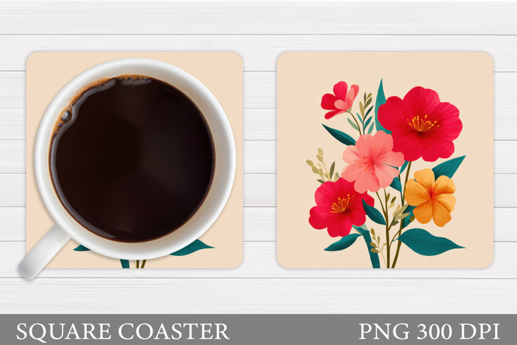 Floral Coaster Design. Flowers Coaster Sublimation