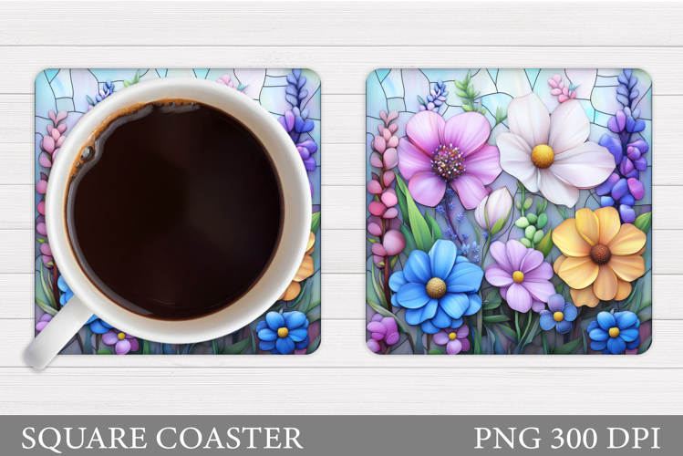 Wildflowers Coaster Design. Floral Coaster Sublimation