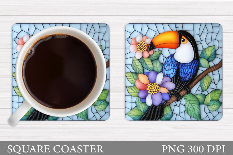 Toucan Coaster Design. Toucan Flowers Coaster Sublimation