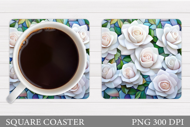 Roses Coaster Sublimation. Flowers Coaster Design