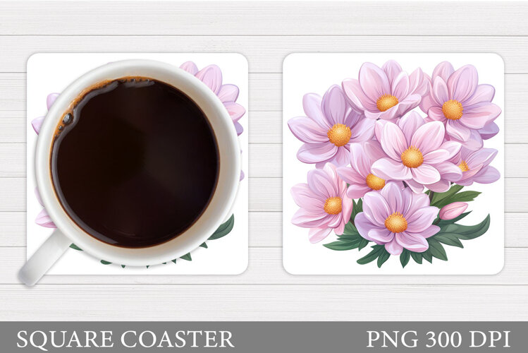 Floral Coaster Design. Flowers Coaster Sublimation example image 1