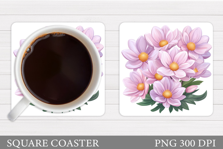 Floral Coaster Design. Flowers Coaster Sublimation