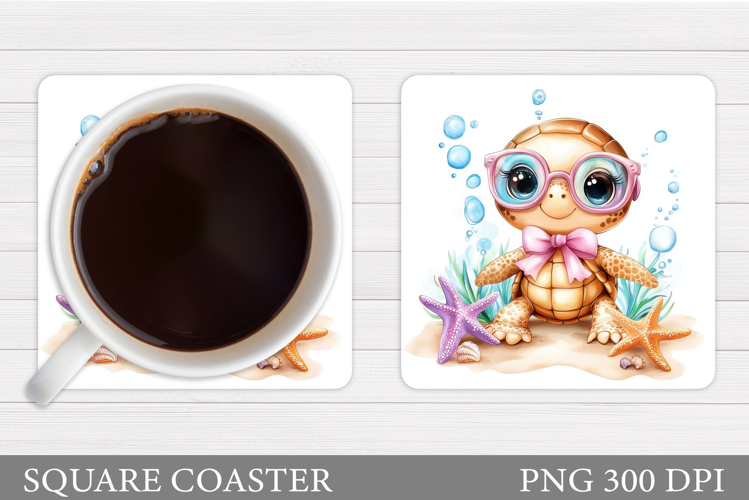 Cute Turtle Coaster Design. Cute Turtle Sublimation