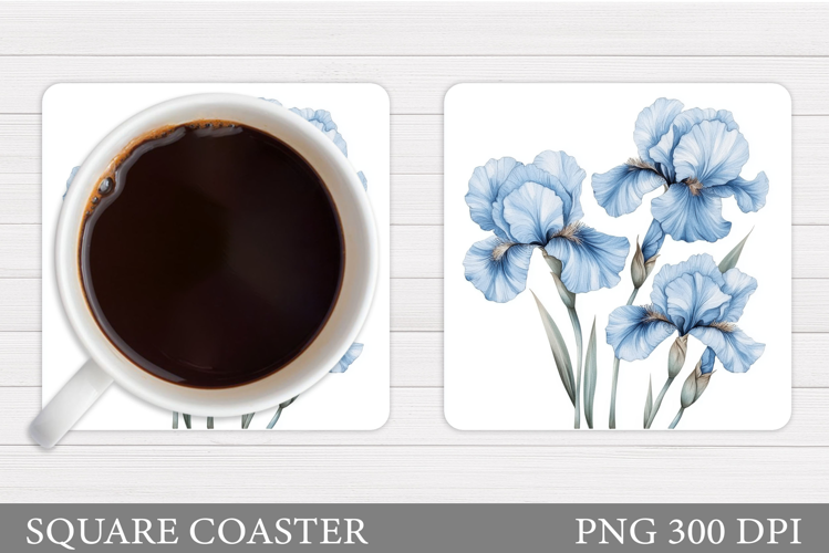 Irises Coaster Sublimation. Floral Coaster Design