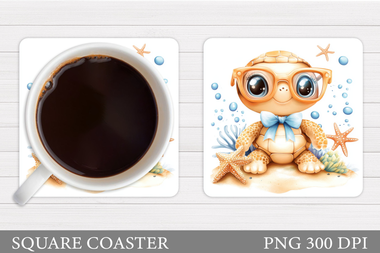 Cute Turtle Coaster Design. Cute Turtle Coaster Sublimation