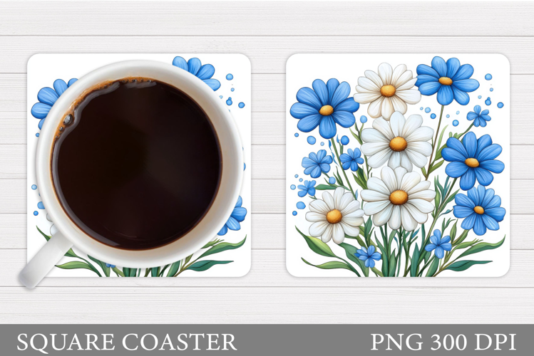 Daisy Flowers Coaster Design. Flowers Sublimation