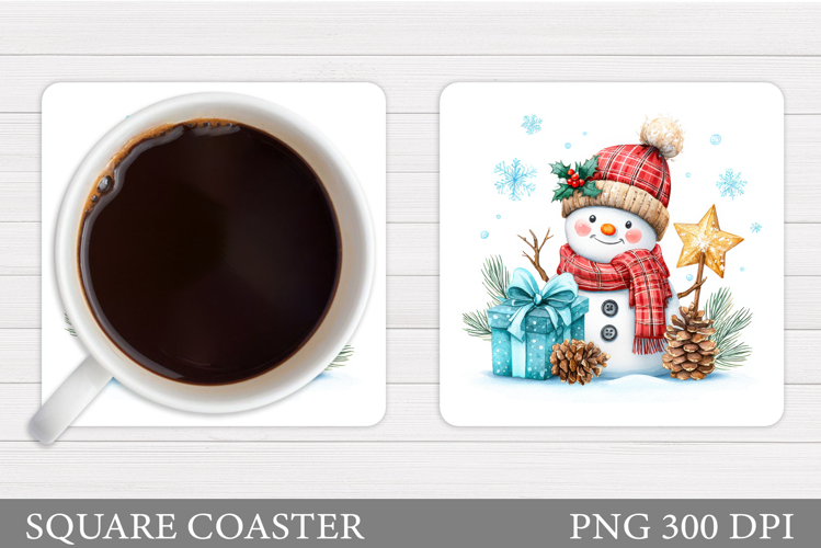 Cute Snowman Coaster. Christmas Coaster Sublimation