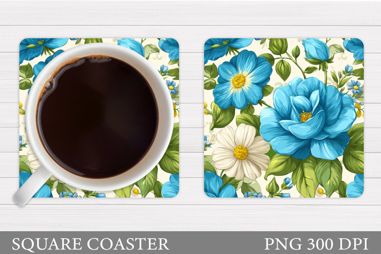 Floral Coaster Design. Flowers Coaster Sublimation