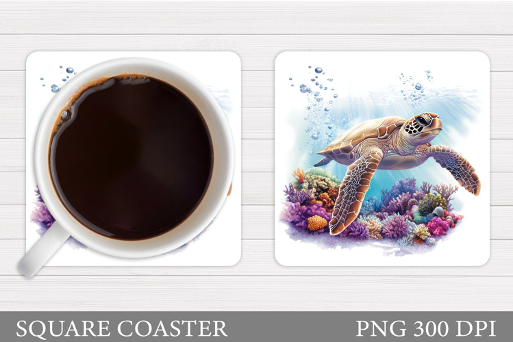 Sea Turtle Coaster Design. Turtle Coaster Sublimation