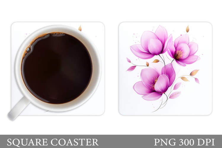 Floral Coaster Design. Flowers Coaster Sublimation