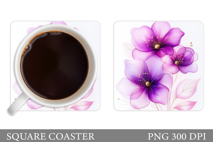 Floral Coaster Design. Flowers Coaster Sublimation