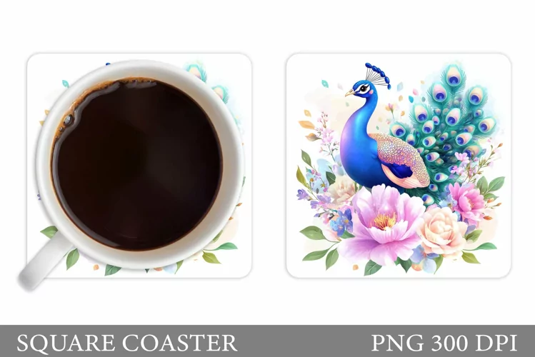 Peacock Coaster Design. Peacock Sublimation