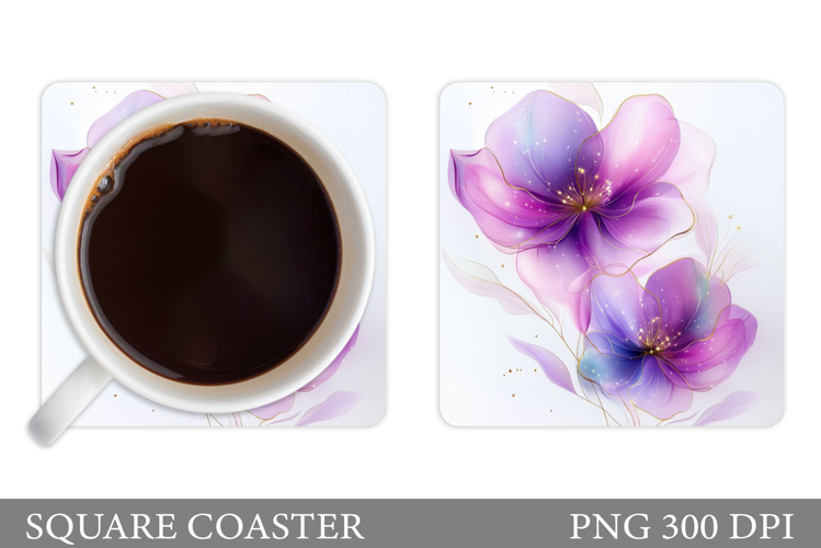 Floral Coaster Design. Flowers Coaster Sublimation