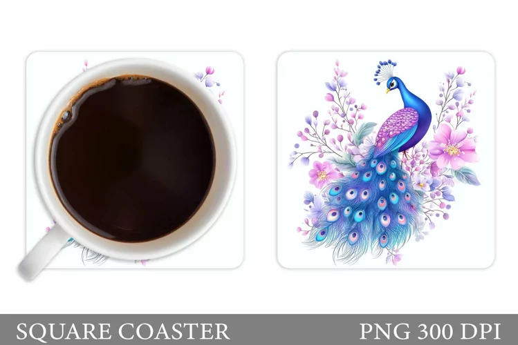 Peacock Coaster Design. Peacock Sublimation