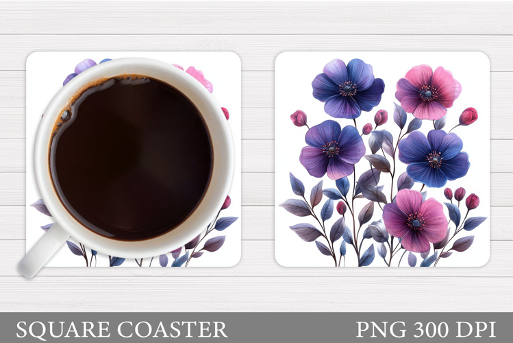 Floral Coaster Design. Flowers Coaster Sublimation