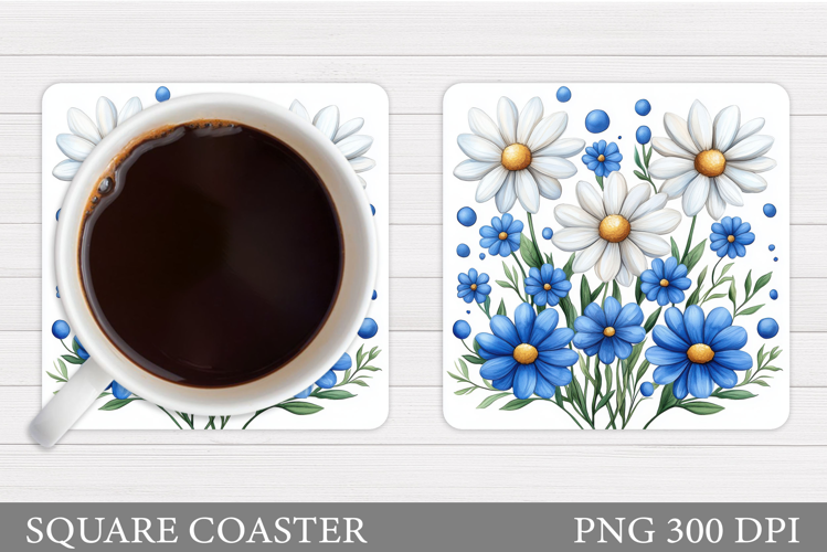 Daisy Flowers Coaster Design. Flowers Sublimation