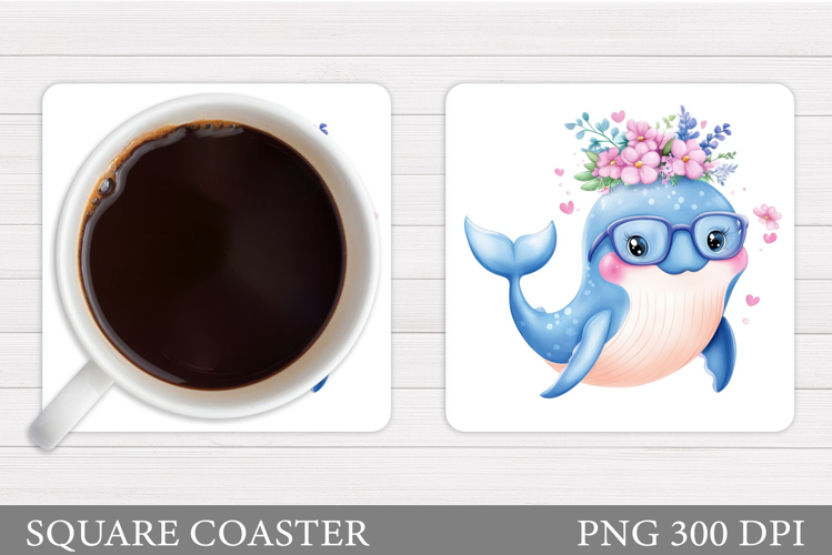 Cute Whale Coaster Design. Cute Whale Coaster Sublimation