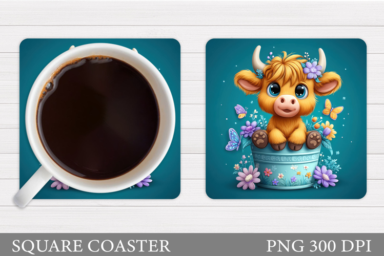 Cute Cow Coaster Design. Cute Cow Sublimation