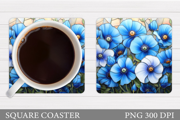 Flowers Square Coaster Sublimation. Flowers Coaster Design