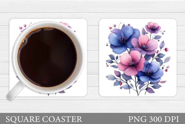 Floral Coaster Design. Flowers Coaster Sublimation