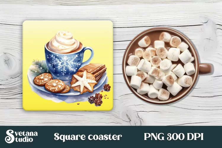 Christmas square coaster PNG | Coaster Christmas PNG