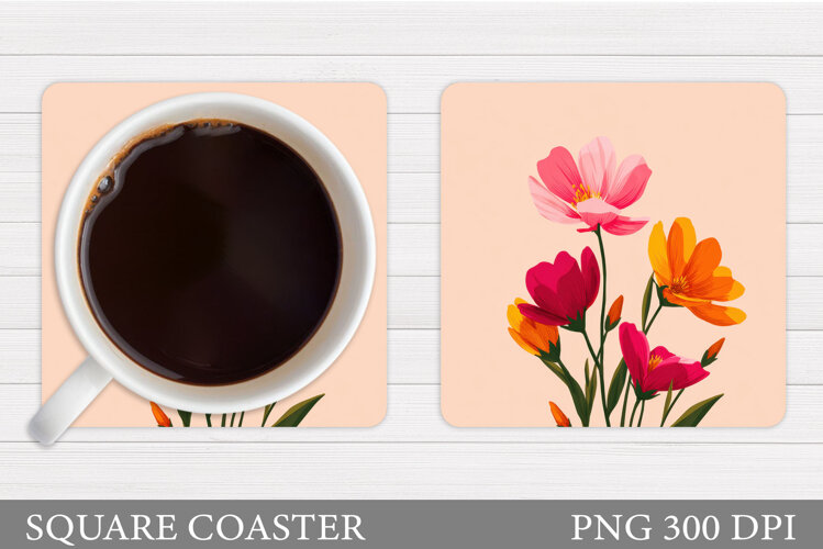 Floral Coaster Design. Flowers Coaster Sublimation example image 1