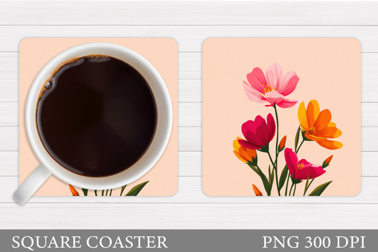 Floral Coaster Design. Flowers Coaster Sublimation