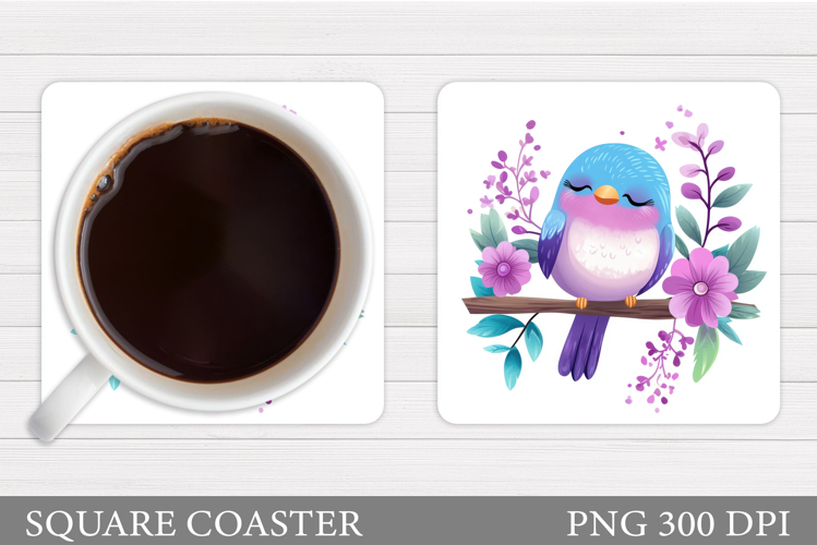 Bird Coaster Design. Bird Flowers Coaster Sublimation