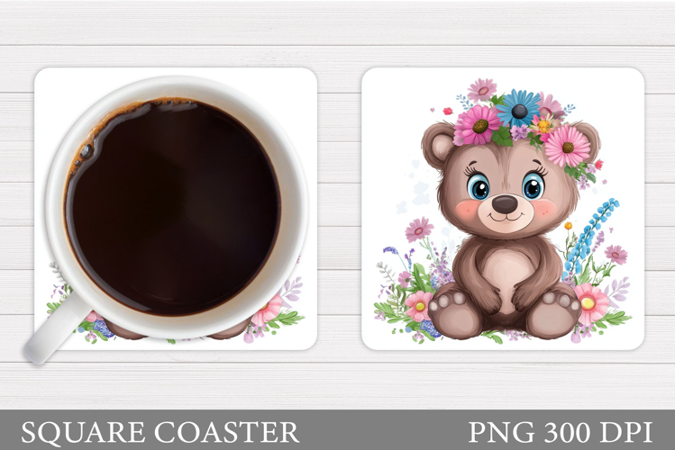 Cute Bear Coaster Design. Cute Bear Sublimation