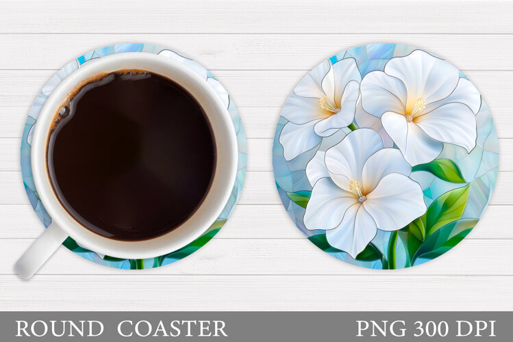 Flowers Round Coaster Sublimation. Flowers Coaster Design example image 1