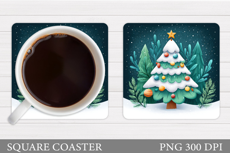 Christmas Tree Coaster Sublimation. Christmas Coaster Design