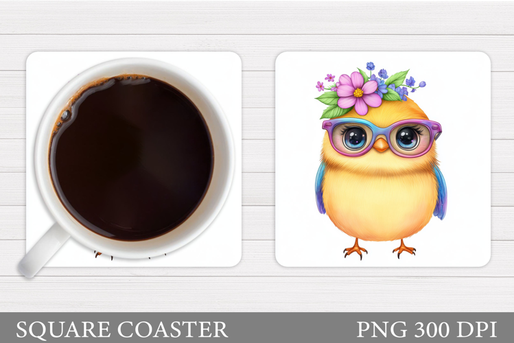 Bird Coaster Design. Bird Flowers Coaster Sublimation